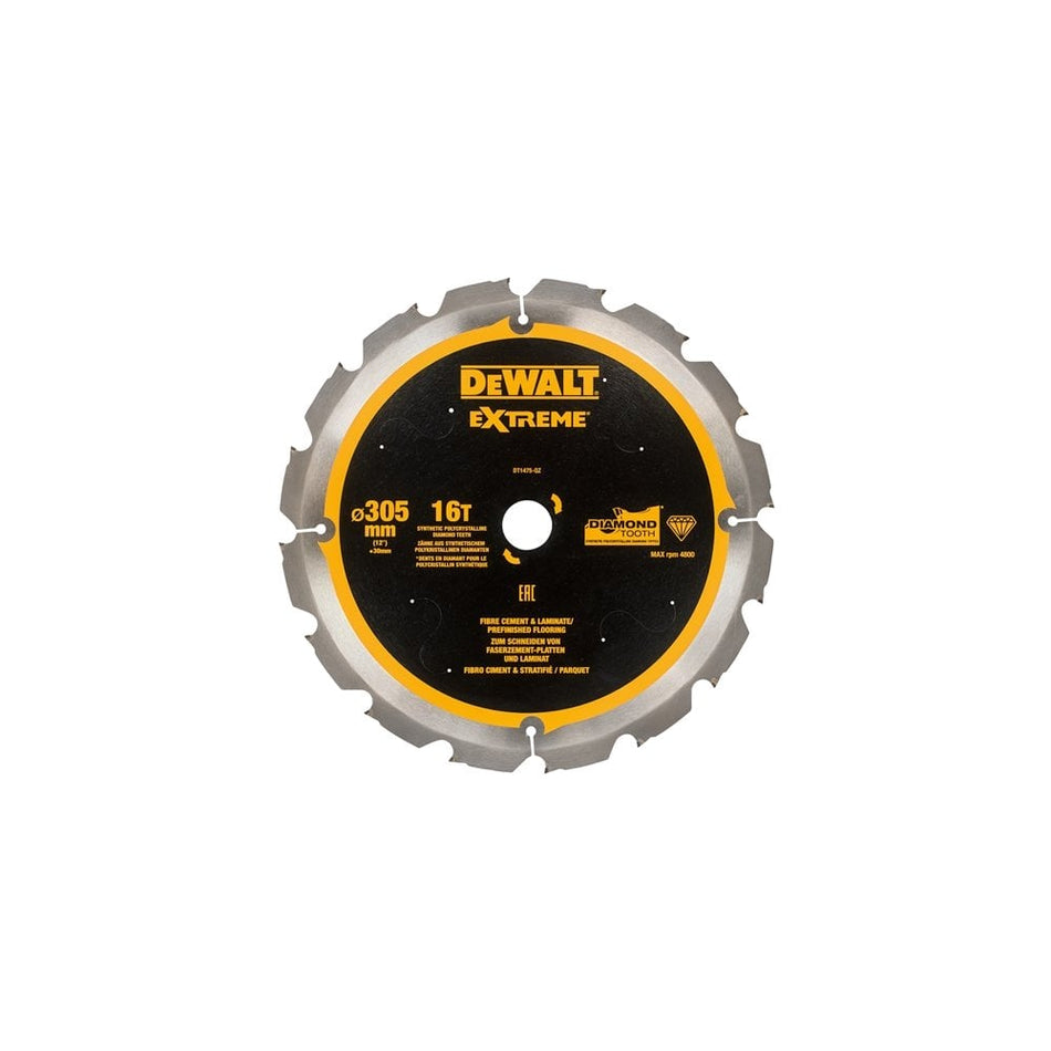DEWALT Extreme PCD Fibre Cement Blade 305 x 30mm x 16T