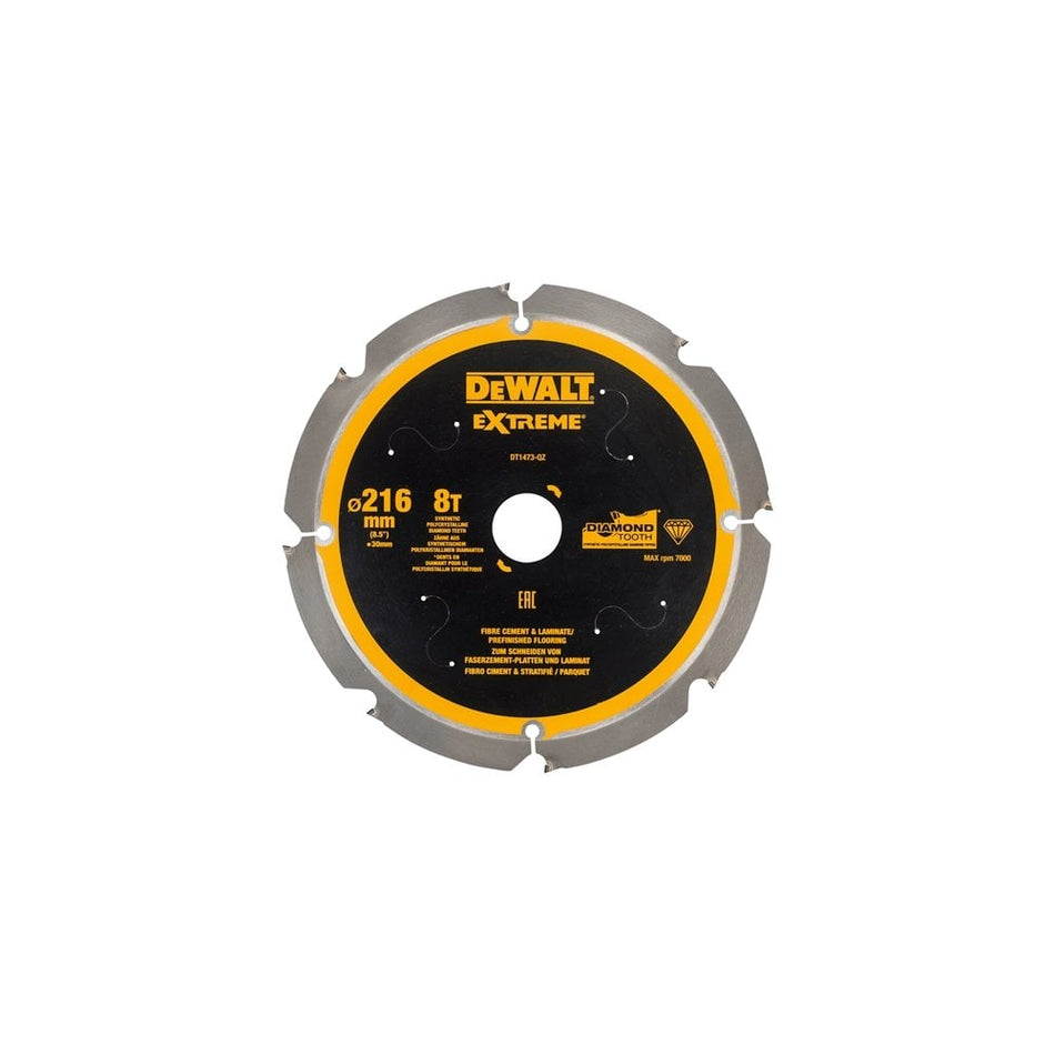 DEWALT Extreme PCD Fibre Cement Saw Blade 216 x 30mm x 8T