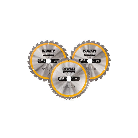 DEWALT DT1963 Construction Circular Saw Blade 3 Pack 250 x 30mm x 24T/48T