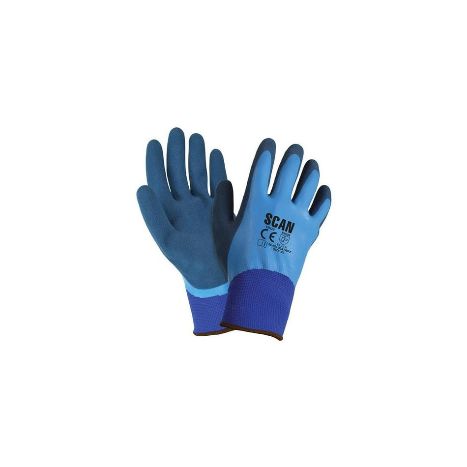 Scan Waterproof Latex Gloves - Large (Size 9)