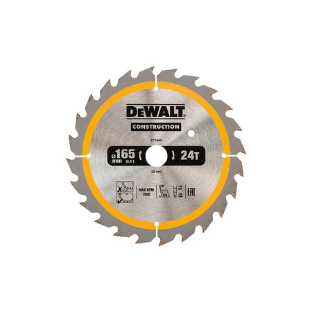 DEWALT Cordless Construction Circular Saw Blade 165 x 20mm x 24T