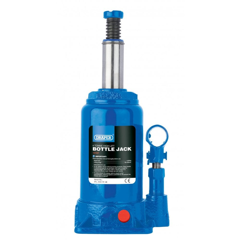 High Lift Hydraulic Bottle Jack (4 Tonne): Model No. BJ4HL-B