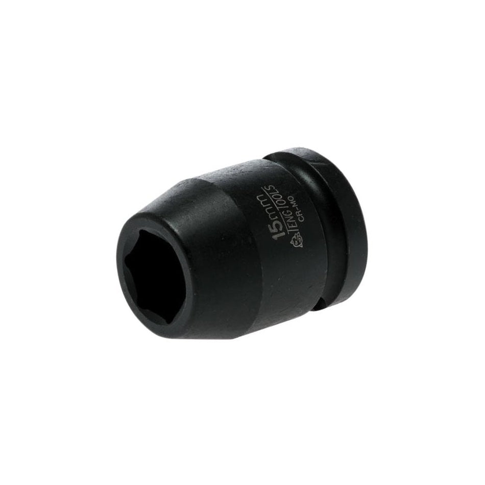 Teng Impact Socket Hexagon 6 Point 1/2in Drive 15mm