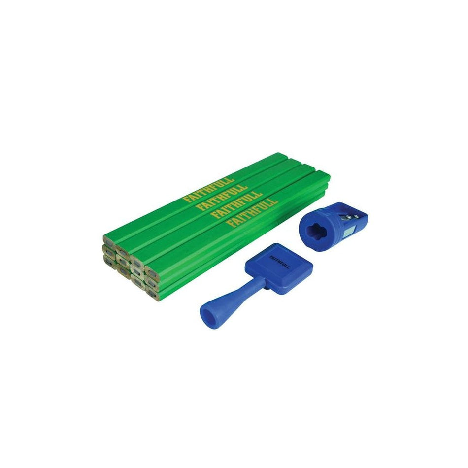 Faithfull Carpenter's Pencil Kit Green / Hard (Pack 12)