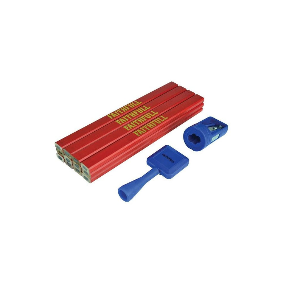 Faithfull Carpenter's Pencil Kit Red / Medium (Pack 12)