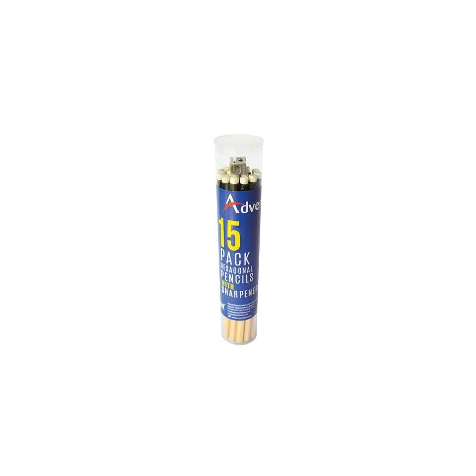Advent Hexagonal HB Pencils & Sharpener (Tub 15)