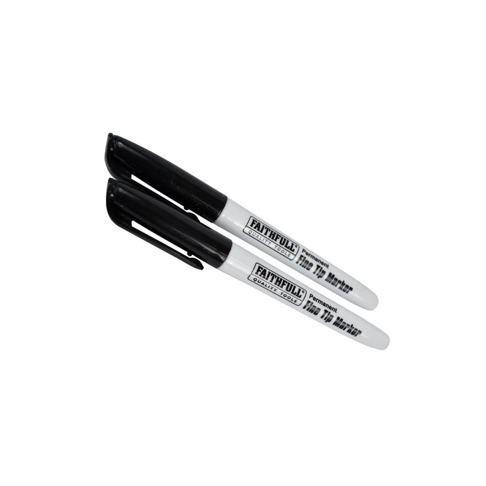 Faithfull Fibre Tip Marker Pen Black (Pack of 2)