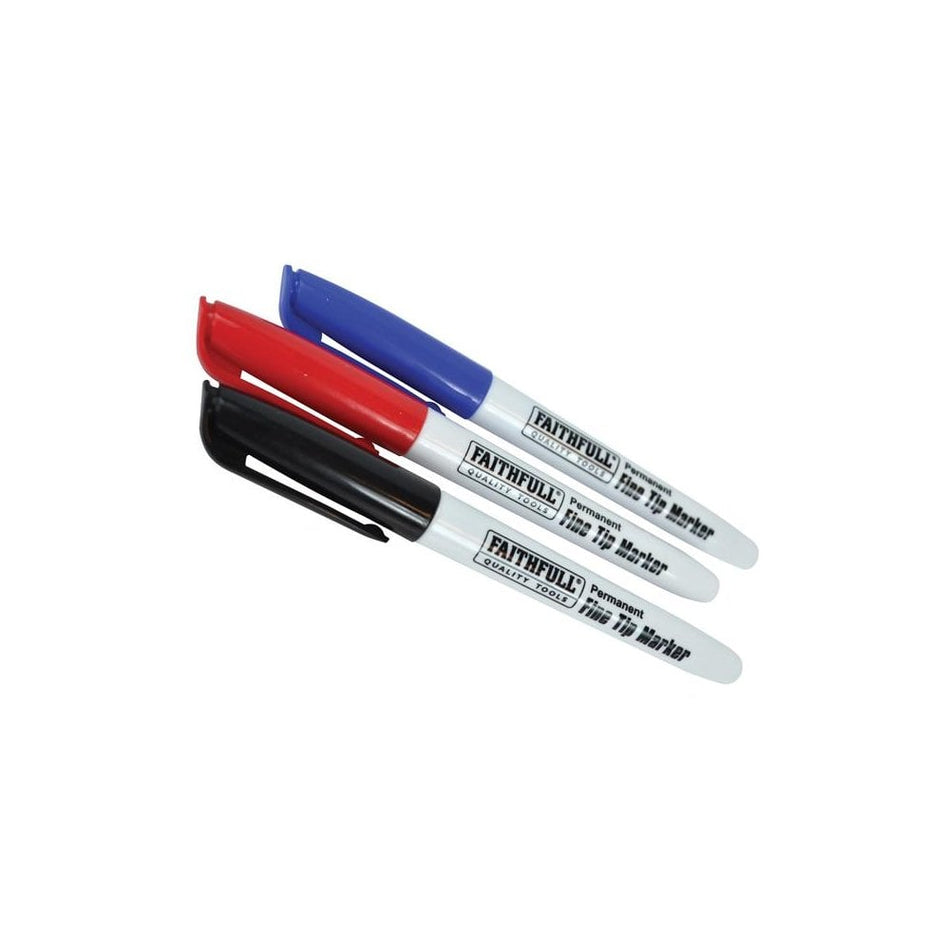 Faithfull Fibre Tip Marker Pen Mixed (Pack of 3)