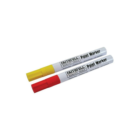 Faithfull Paint Marker Pen Yellow & Red (Pack of 2)