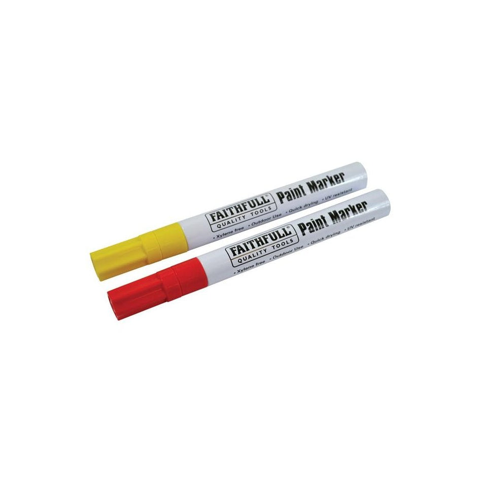 Faithfull Paint Marker Pen Yellow & Red (Pack of 2)