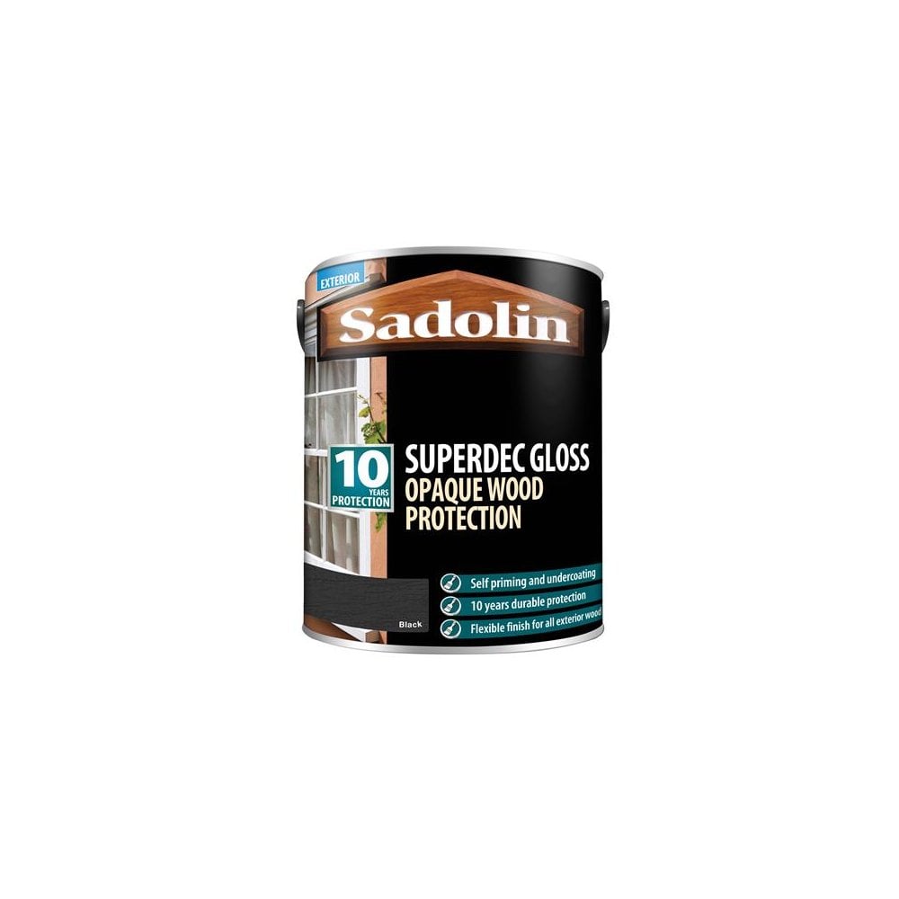 Sadolin Superdec Opaque Wood Protection Black Gloss 5 Litre