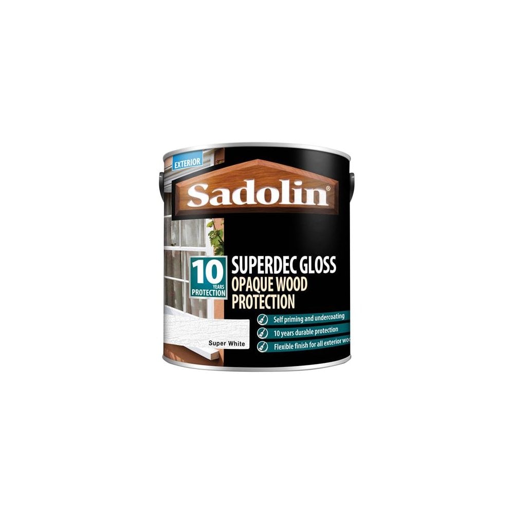 Sadolin Superdec Opaque Wood Protection Super White Gloss 2.5 Litre