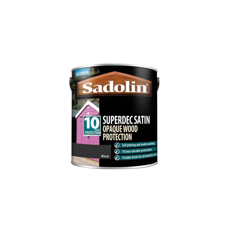Sadolin Superdec Opaque Wood Protection Black Satin 2.5 Litre