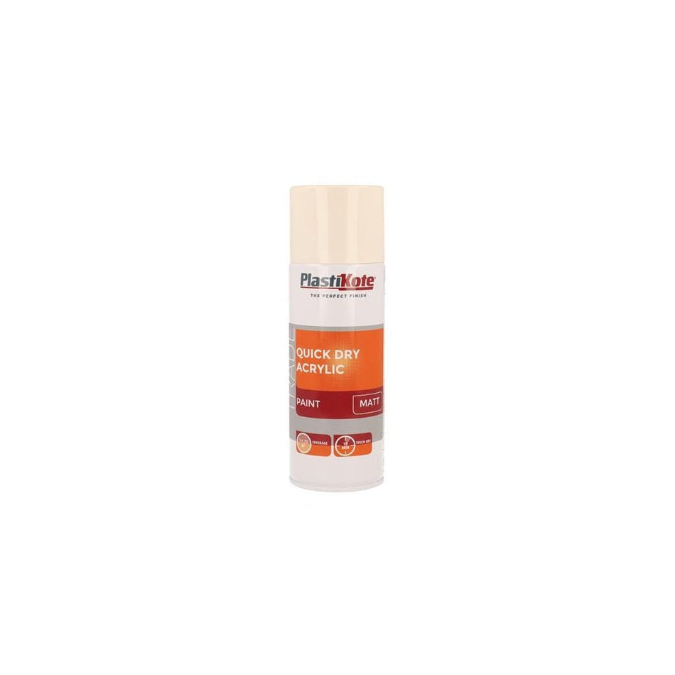PlastiKote Trade Quick Dry Acrylic Spray Paint Matt Magnolia 400ml