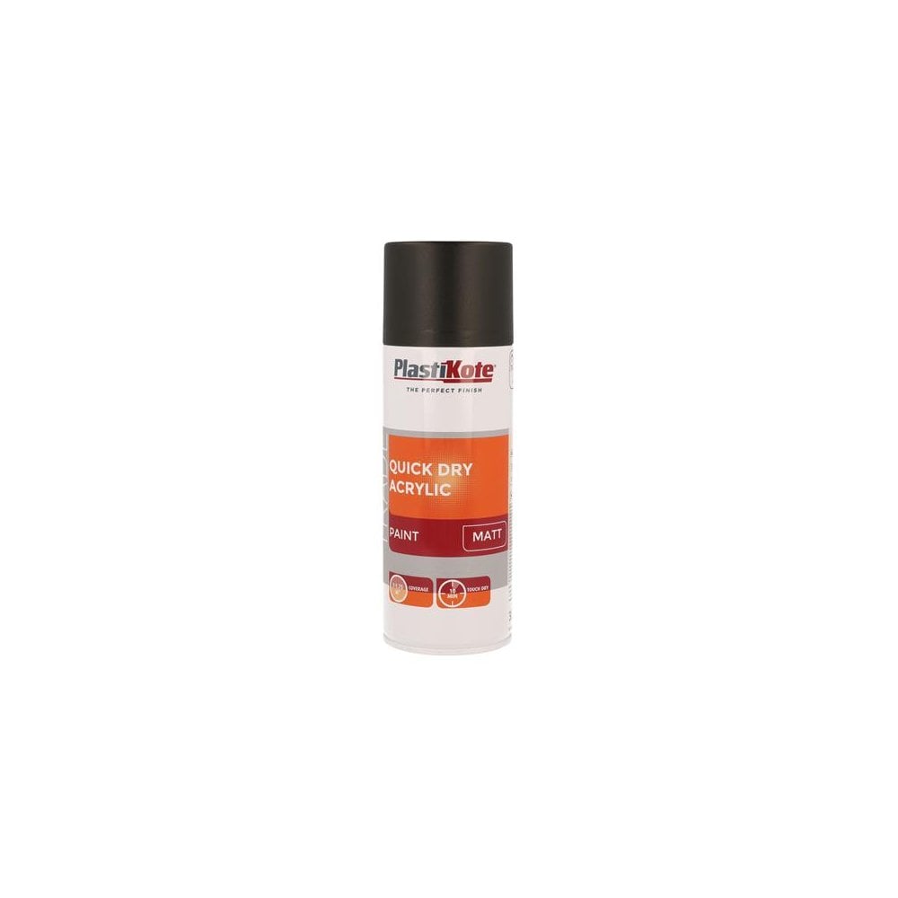 PlastiKote Trade Quick Dry Acrylic Spray Paint Matt Black 400ml
