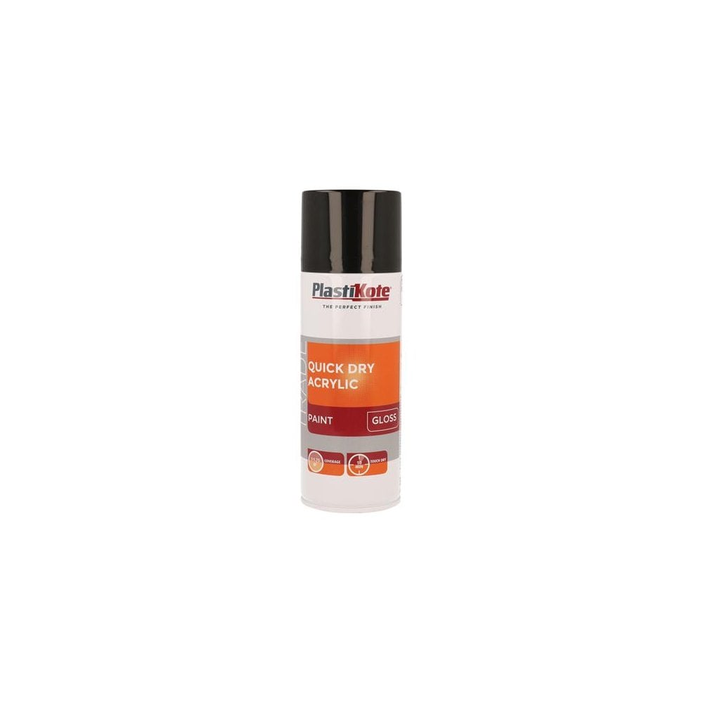 PlastiKote Trade Quick Dry Acrylic Spray Paint Gloss Black 400ml