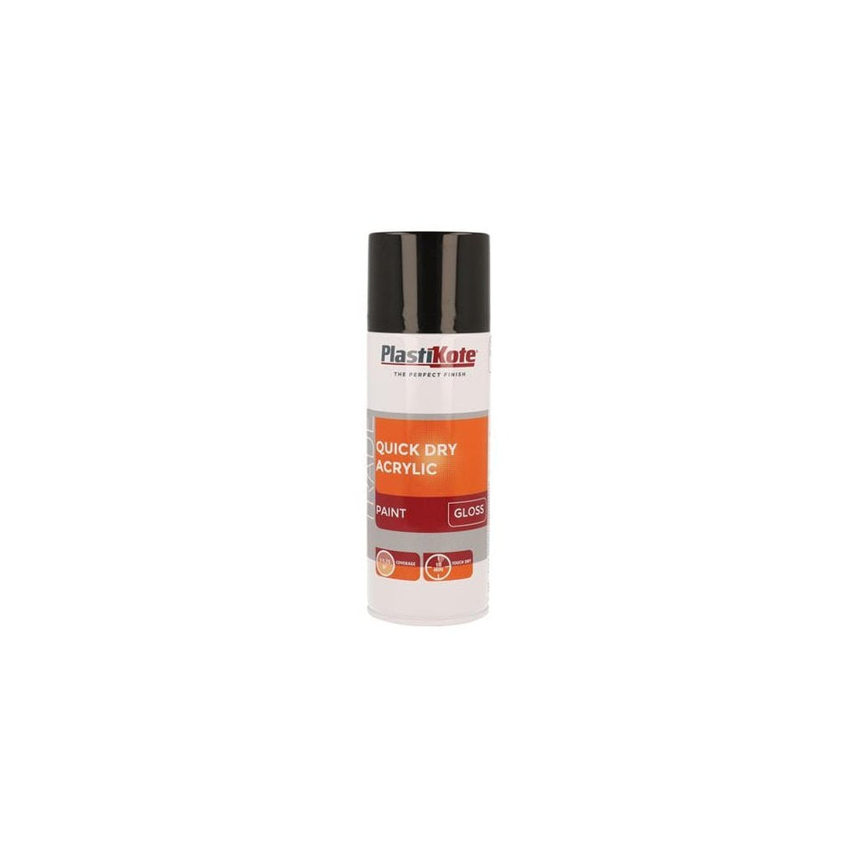 PlastiKote Trade Quick Dry Acrylic Spray Paint Gloss Black 400ml