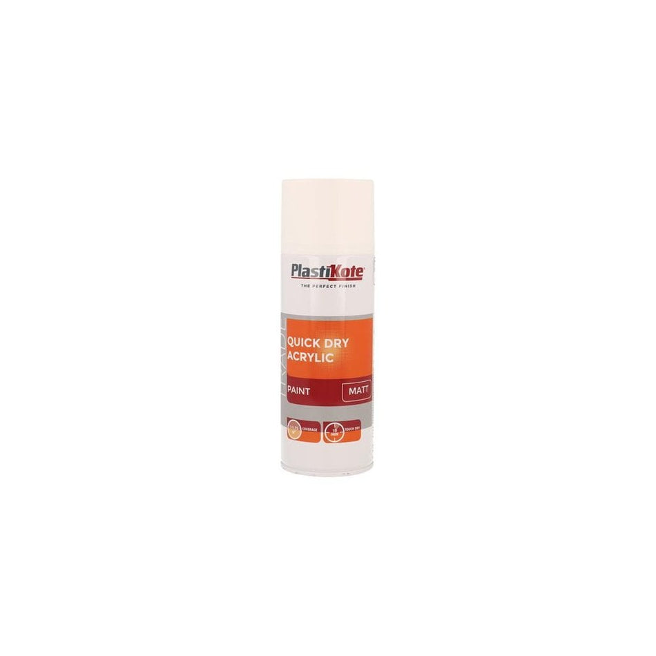 PlastiKote Trade Quick Dry Acrylic Spray Paint Matt White 400ml