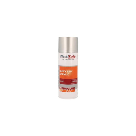 PlastiKote Trade Quick Dry Acrylic Spray Paint Gloss Silver 400ml