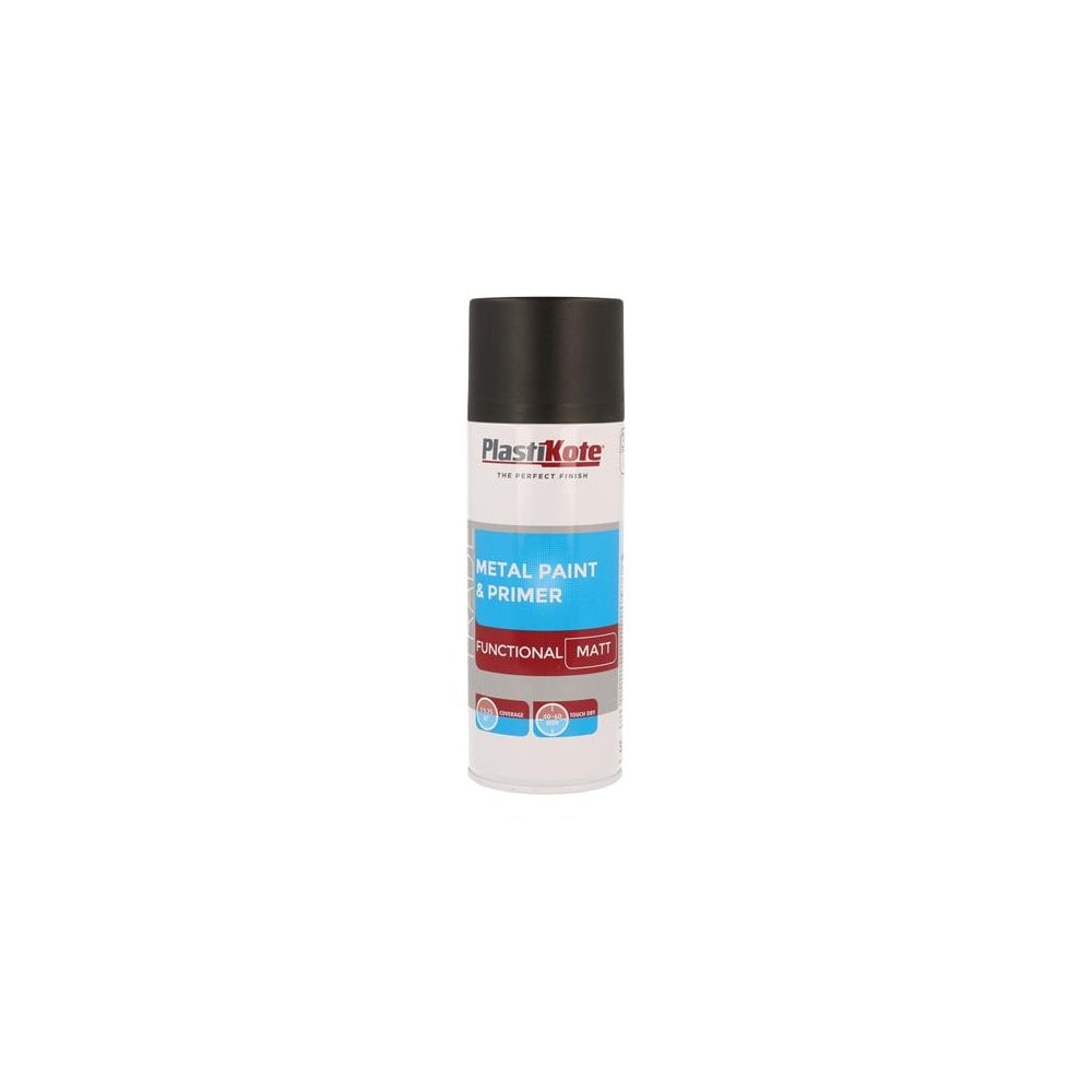 PlastiKote Trade Metal Spray Paint & Primer Matt Black 400ml