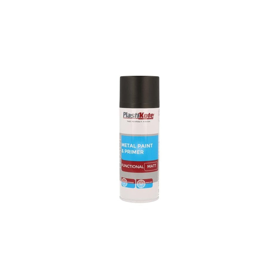 PlastiKote Trade Metal Spray Paint & Primer Matt Black 400ml