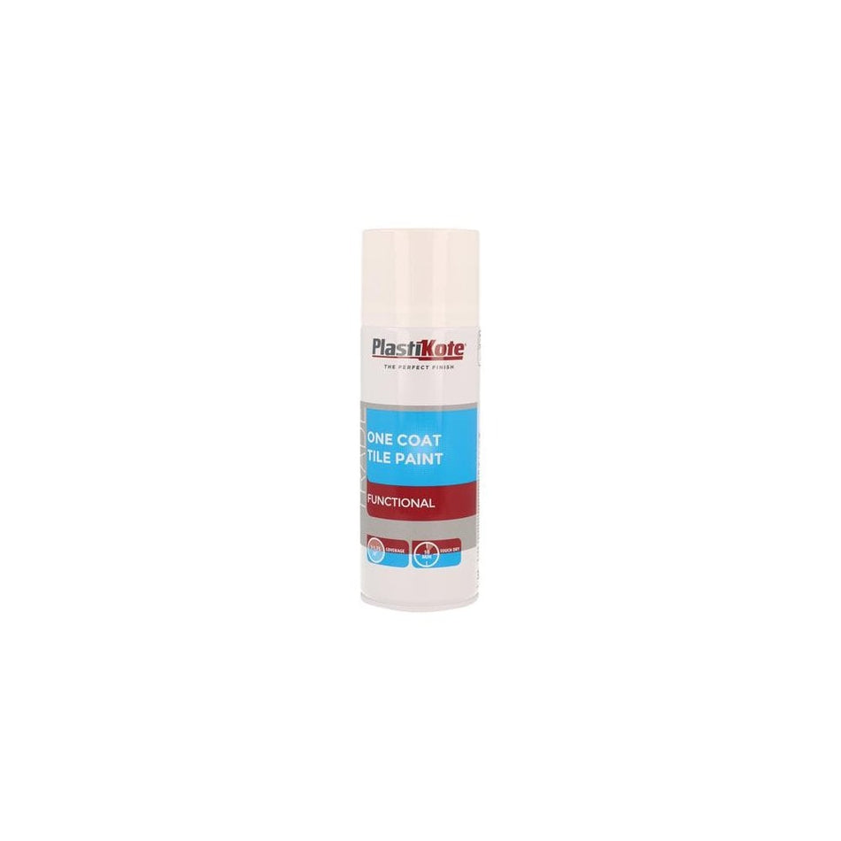 PlastiKote Trade One Coat Spray Tile Paint Gloss White 400ml