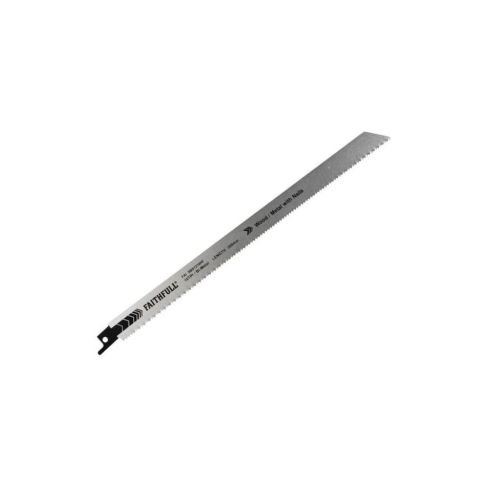 Faithfull S1120HF Bi-Metal Sabre Saw Blade Demolition 300mm 10 TPI (Pack 5)