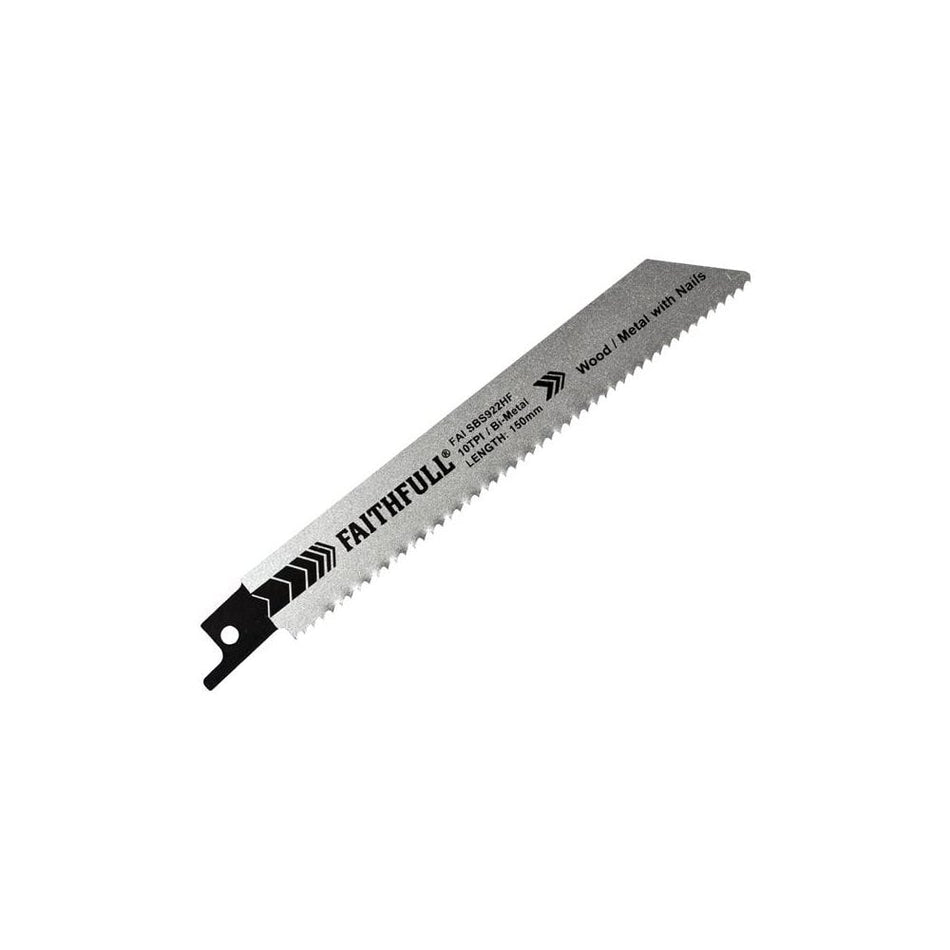 Faithfull S922HF Bi-Metal Sabre Saw Blade Demolition 150mm 10 TPI (Pack 5)