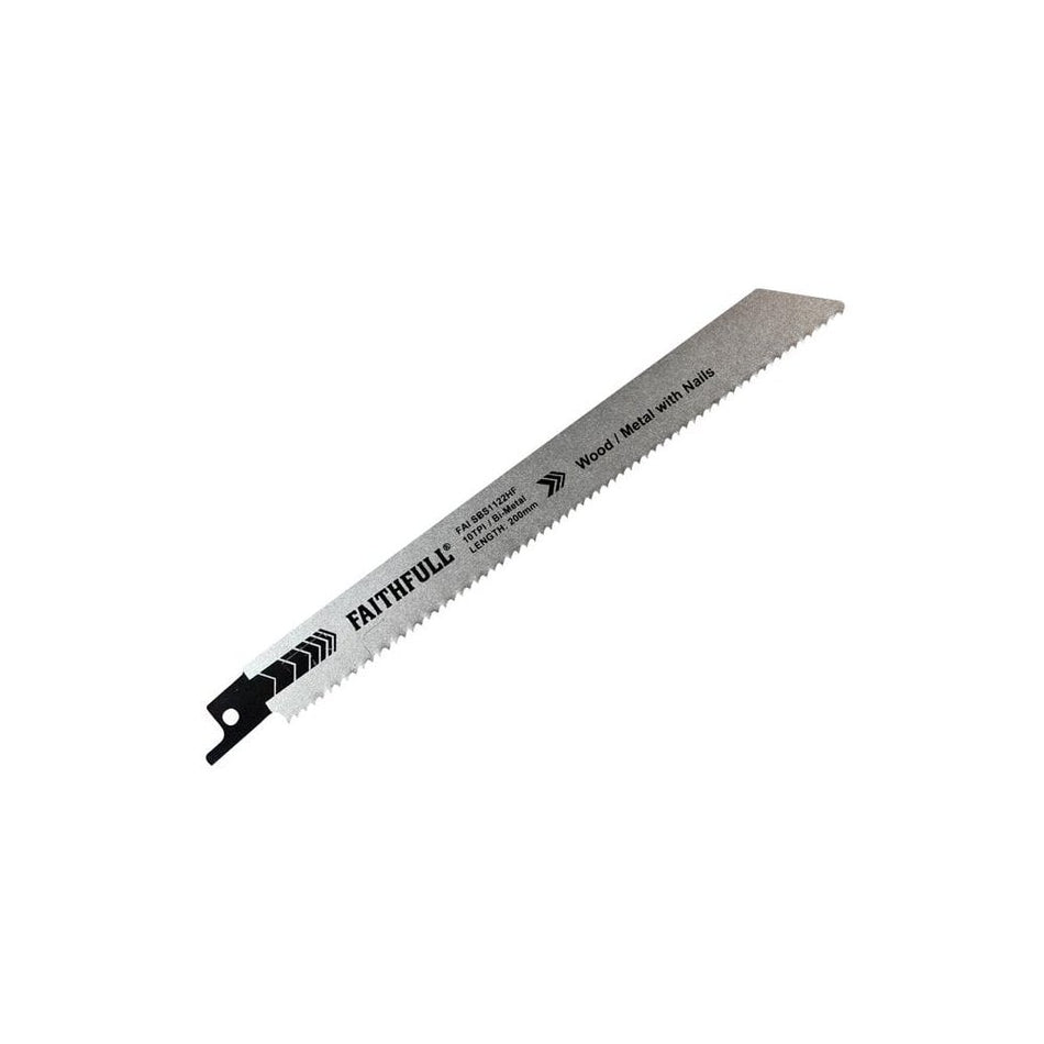 Faithfull S1122HF Bi-Metal Sabre Saw Blade Demolition 200mm 10 TPI (Pack 5)