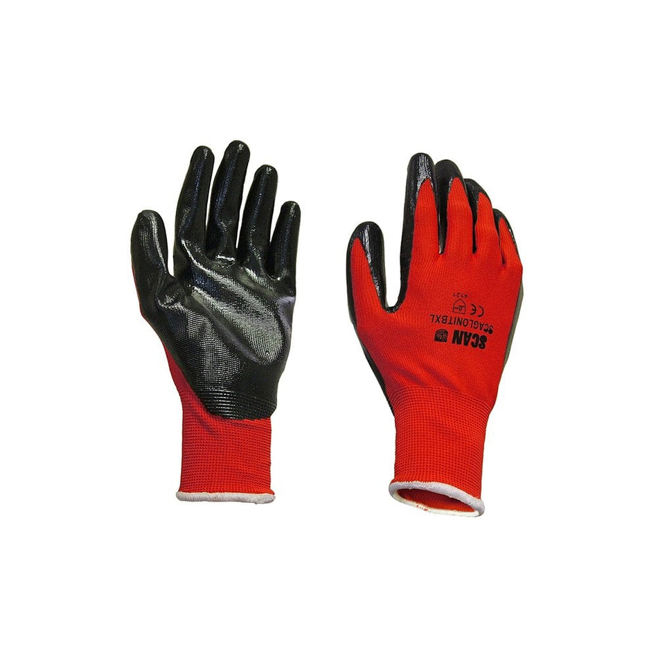 Scan Palm Dipped Black Nitrile Gloves - Medium (Size 8)