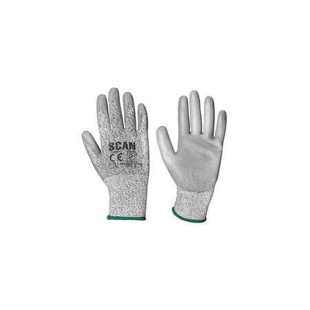 Scan Grey PU Coated Cut 3 Gloves - Medium (Size 8)