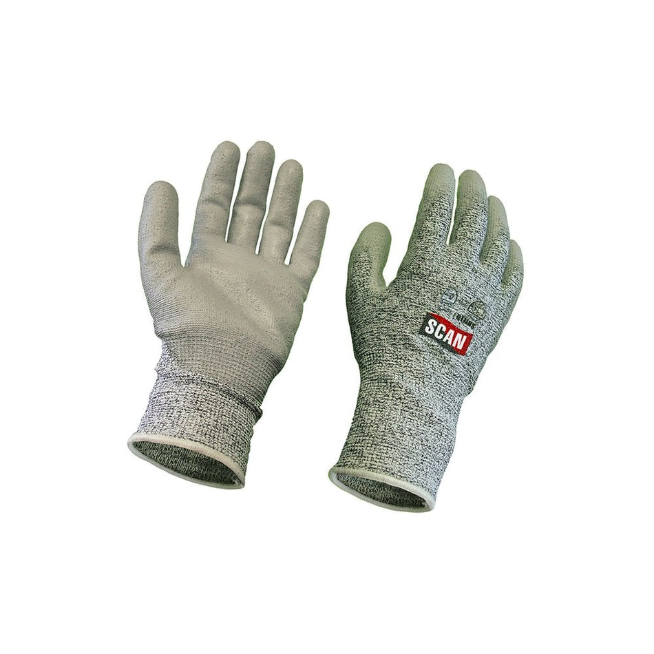 Scan Grey PU Coated Cut 5 Gloves - Medium (Size 8)