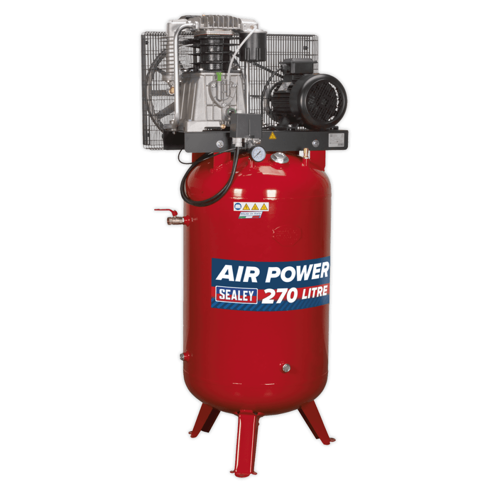 Sealey Compressor 270ltr Vertical Belt Drive 7.5hp 3ph 2-Stage with Cast Cylinders Model No.-SACV52775B