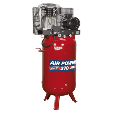 Sealey Compressor 270ltr Vertical Belt Drive 7.5hp 3ph 2-Stage with Cast Cylinders Model No.-SACV52775B