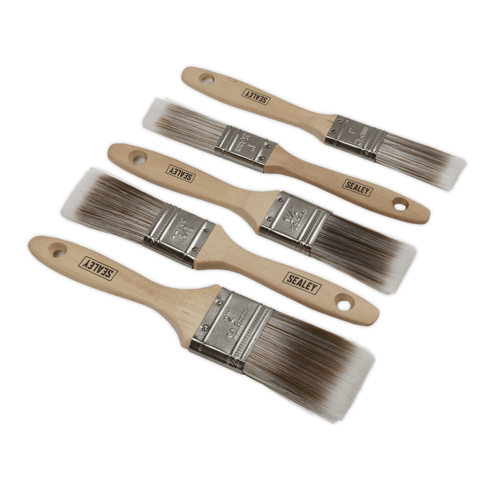 Sealey Wooden Handle Paint Brush Set 5pc Model No.-SPBS5W