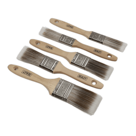 Sealey Wooden Handle Paint Brush Set 5pc Model No.-SPBS5W