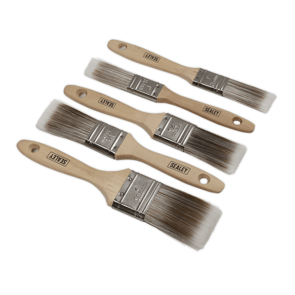 Sealey Wooden Handle Paint Brush Set 5pc Model No.-SPBS5W