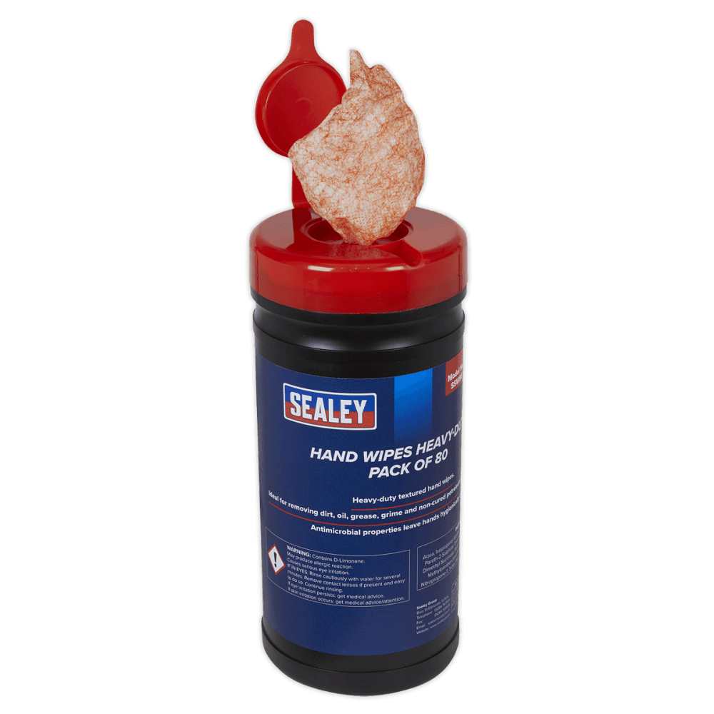 Sealey Hand Wipes Heavy-Duty Pack of 80 Model No.-SSW80