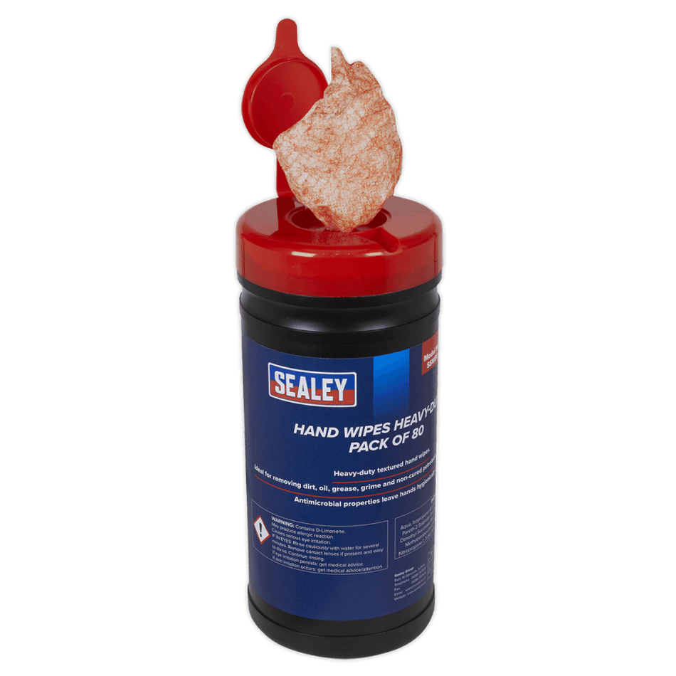 Sealey Hand Wipes Heavy-Duty Pack of 80 Model No.-SSW80