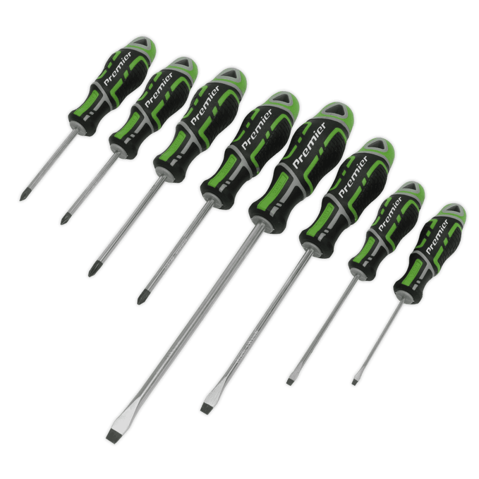 Sealey Screwdriver Set 8pc GripMAXÂ¶© Hi-Vis Green Model No.-AK4322HV