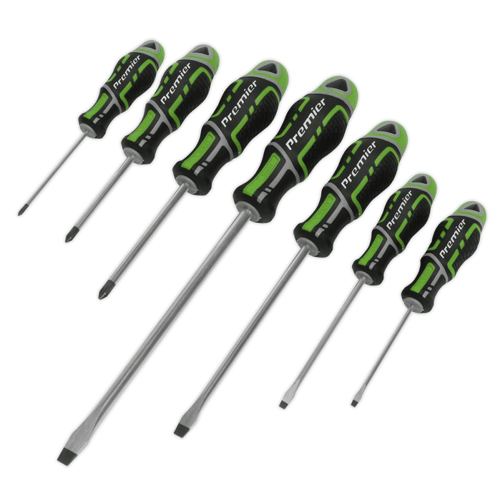 Sealey Premier GripMAX® Screwdriver Set 7pc - Hi-Vis Green Model No.-AK4321HV