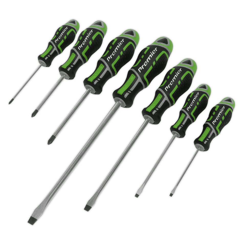 Sealey Screwdriver Set 7pc GripMAXÂ¶© Hi-Vis Green Model No.-AK4325HV