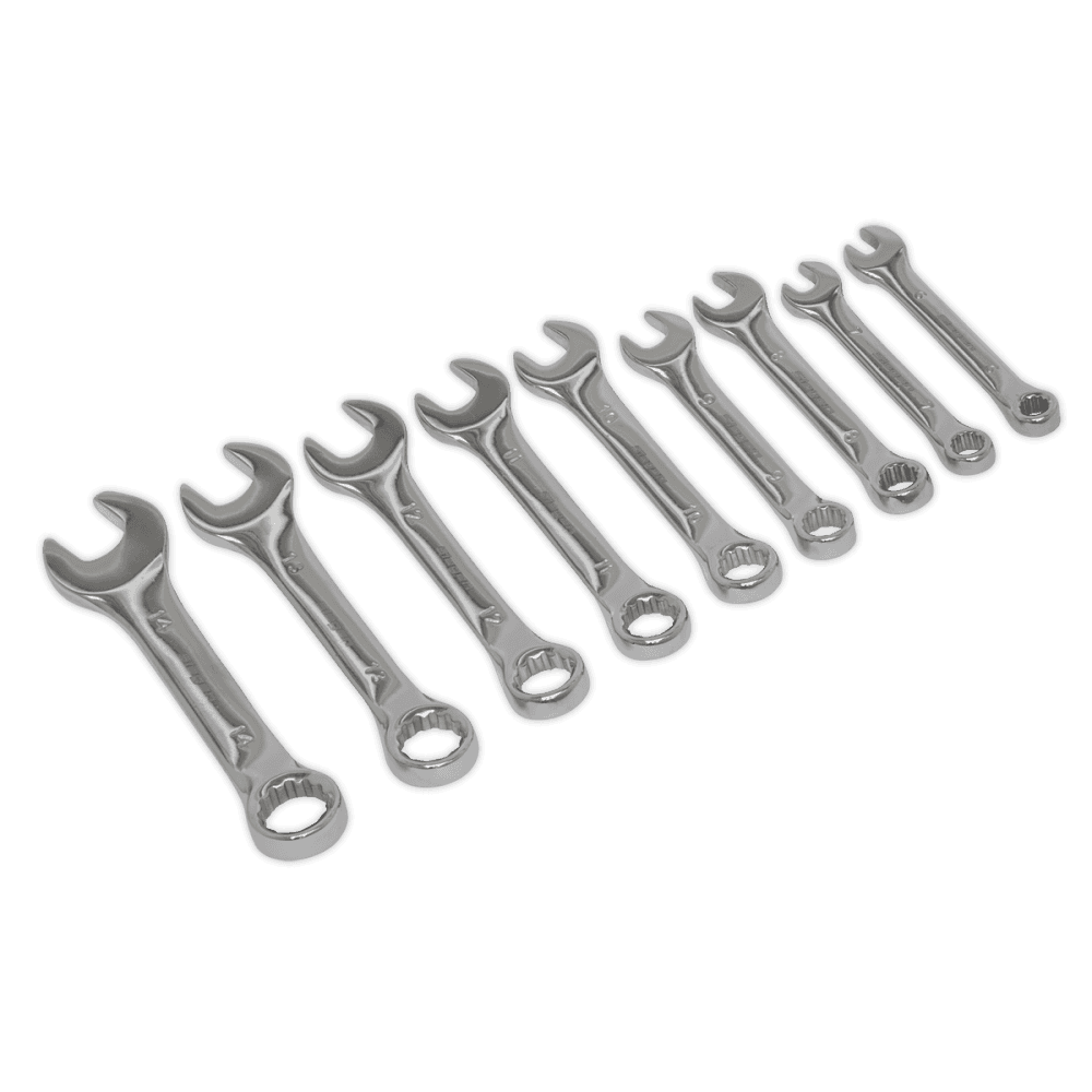 Sealey Stubby Combination Spanner Set 9pc - Metric Model No.-S01157