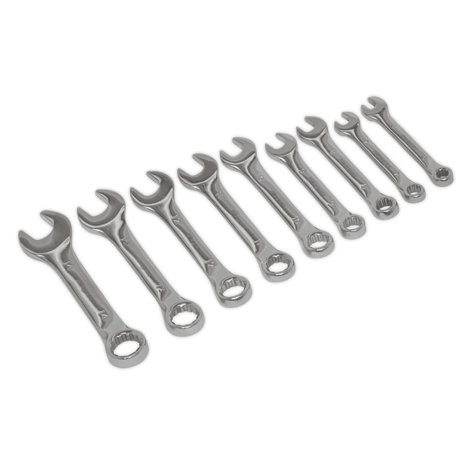 Sealey Stubby Combination Spanner Set 9pc - Metric Model No.-S01157