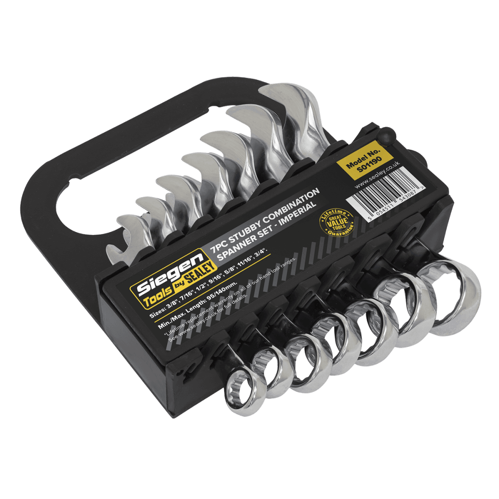 Sealey Combination Spanner Set 7pc Stubby Imperial Model No.-S01190