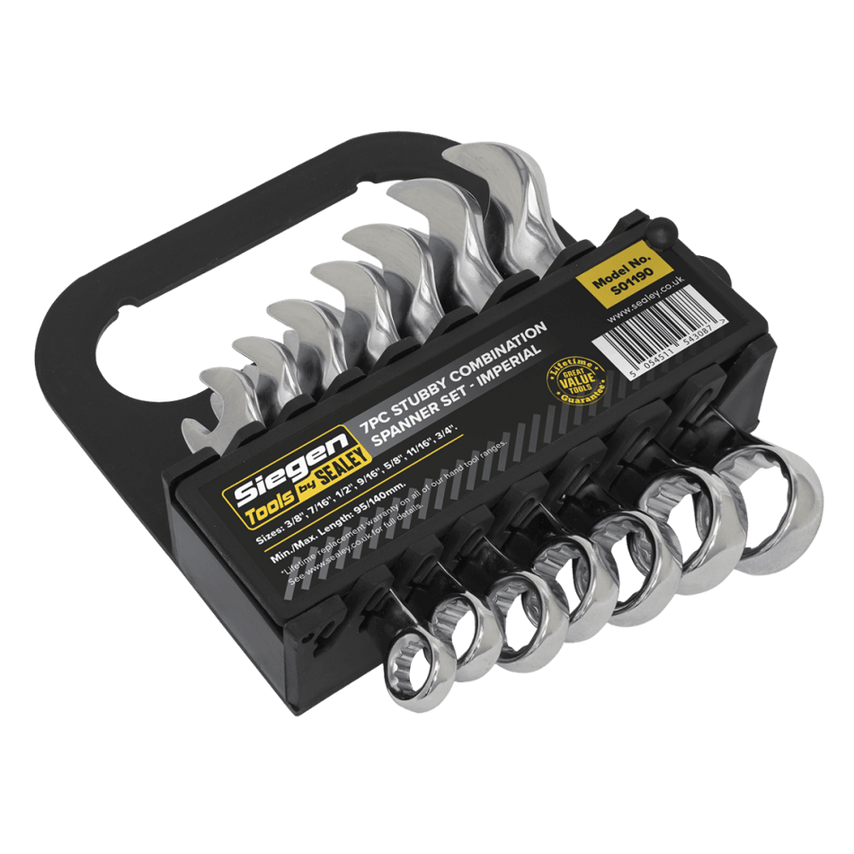 Sealey Combination Spanner Set 7pc Stubby Imperial Model No.-S01190