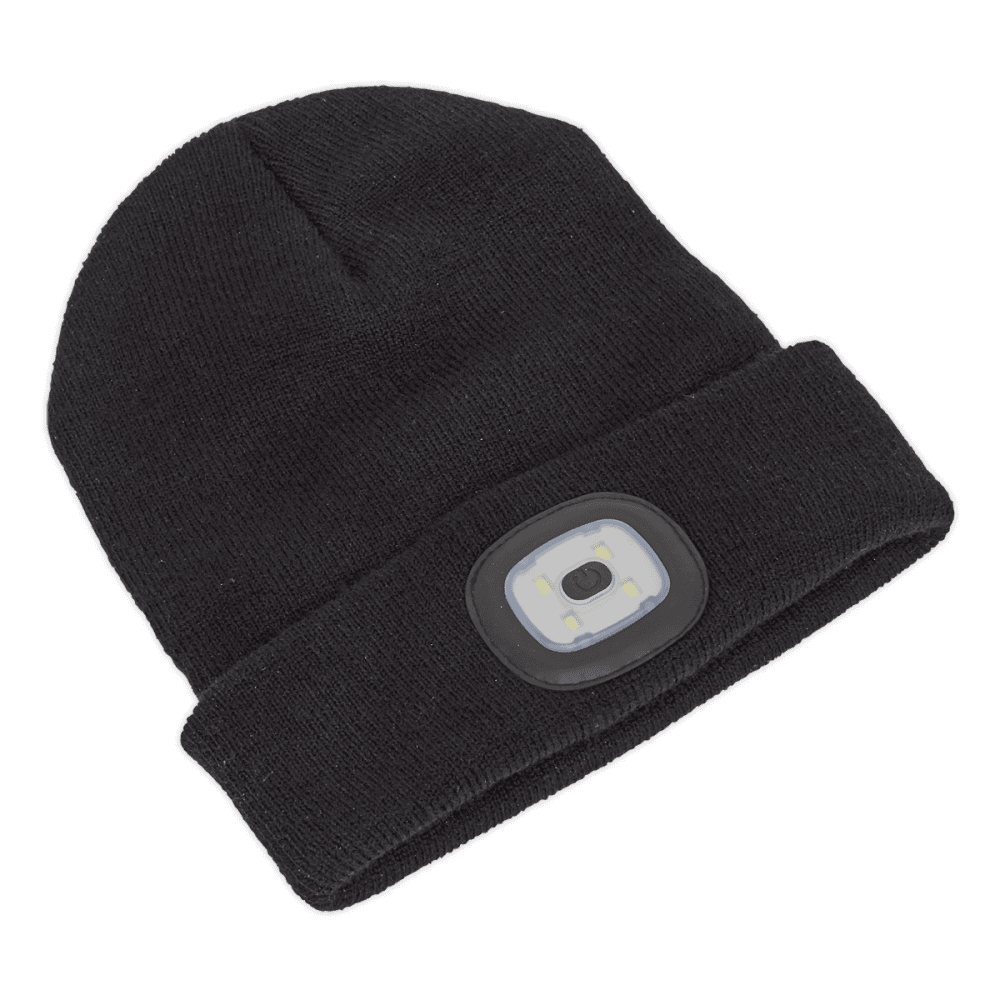 Sealey Beanie Hat 4 SMD LED USB Rechargeable Model No.-LED185