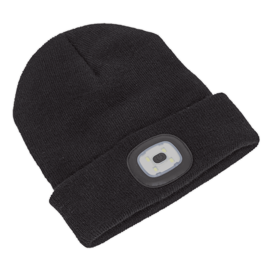 Sealey Beanie Hat 4 SMD LED USB Rechargeable Model No.-LED185