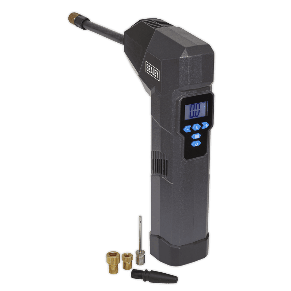 Sealey Compact Rechargeable Tyre Inflator & Powerbank with Work Light Model No.-CTI120