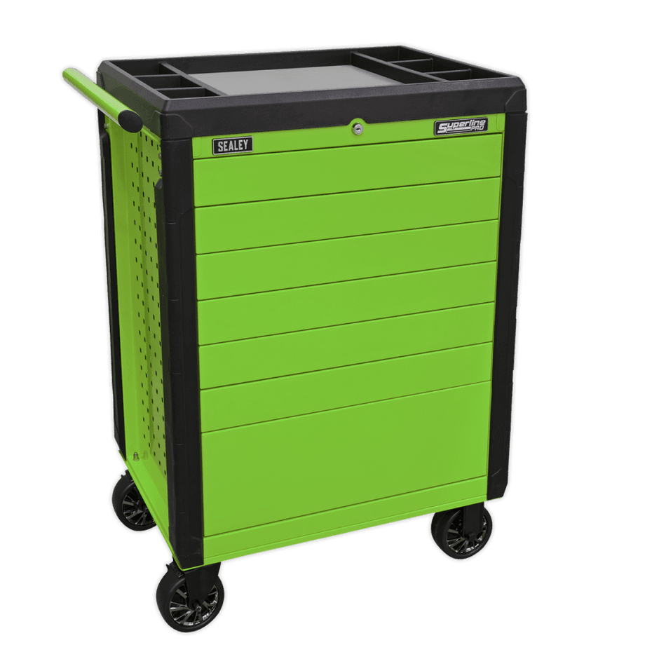 Sealey Rollcab 7 Drawer Push-To-Open Hi-Vis Green Model No.-APPD7G
